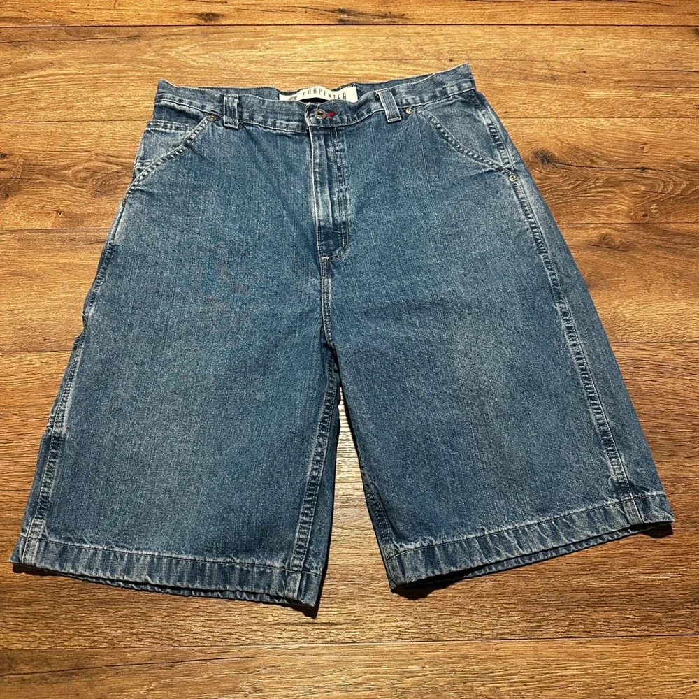 Vintage Arizona Jean Co Blue Carpenter Denim Shorts Mens 34 Baggy Y2K Workwear
